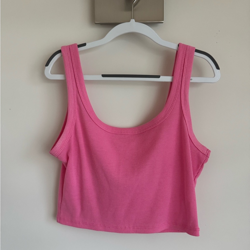 Pink Ribbed Tank Top